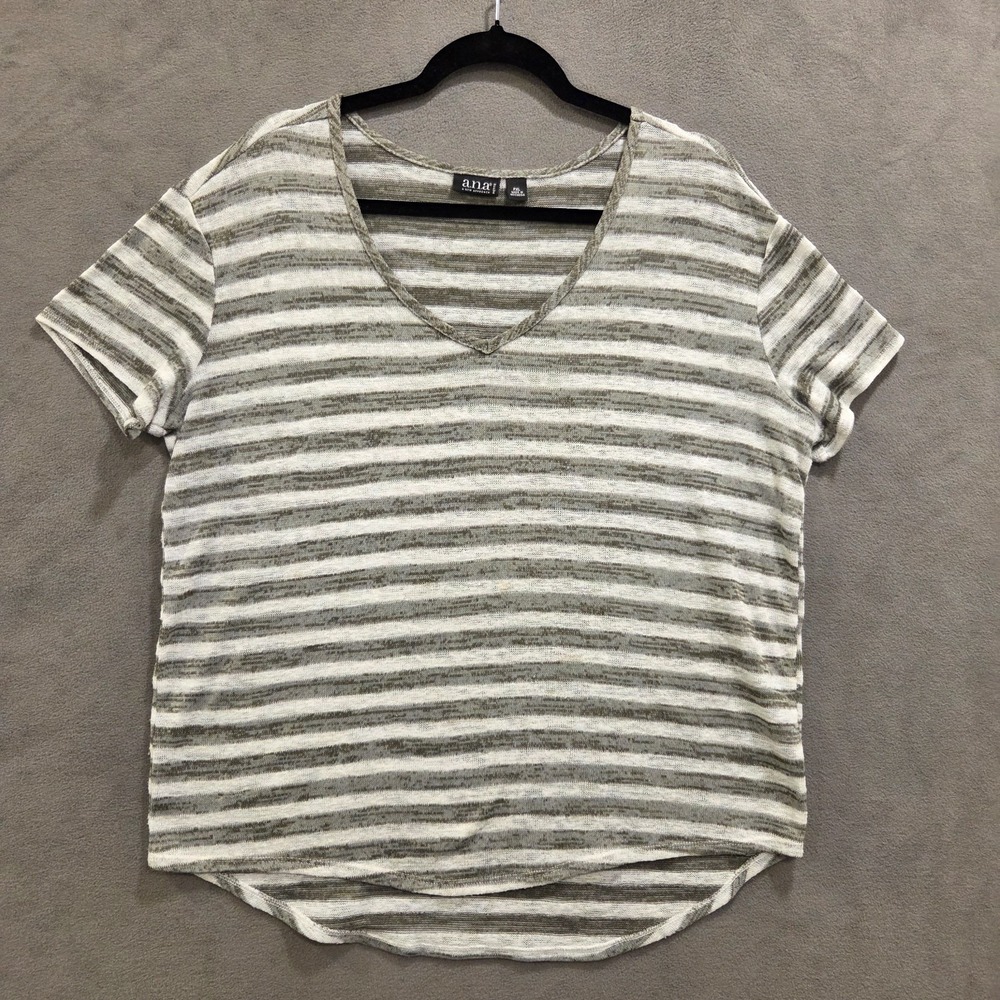 ANA V-Neck T-Shirt‎ Women's PXL Striped Short Sleeve Casual Shirt Top